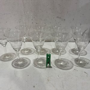 9 Copas de Cristal Tallado con Diseño Floral - imagen 2