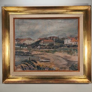 Óleo sobre lienzo firmado M.C.Lages/49 con marco dorado - imagen 1