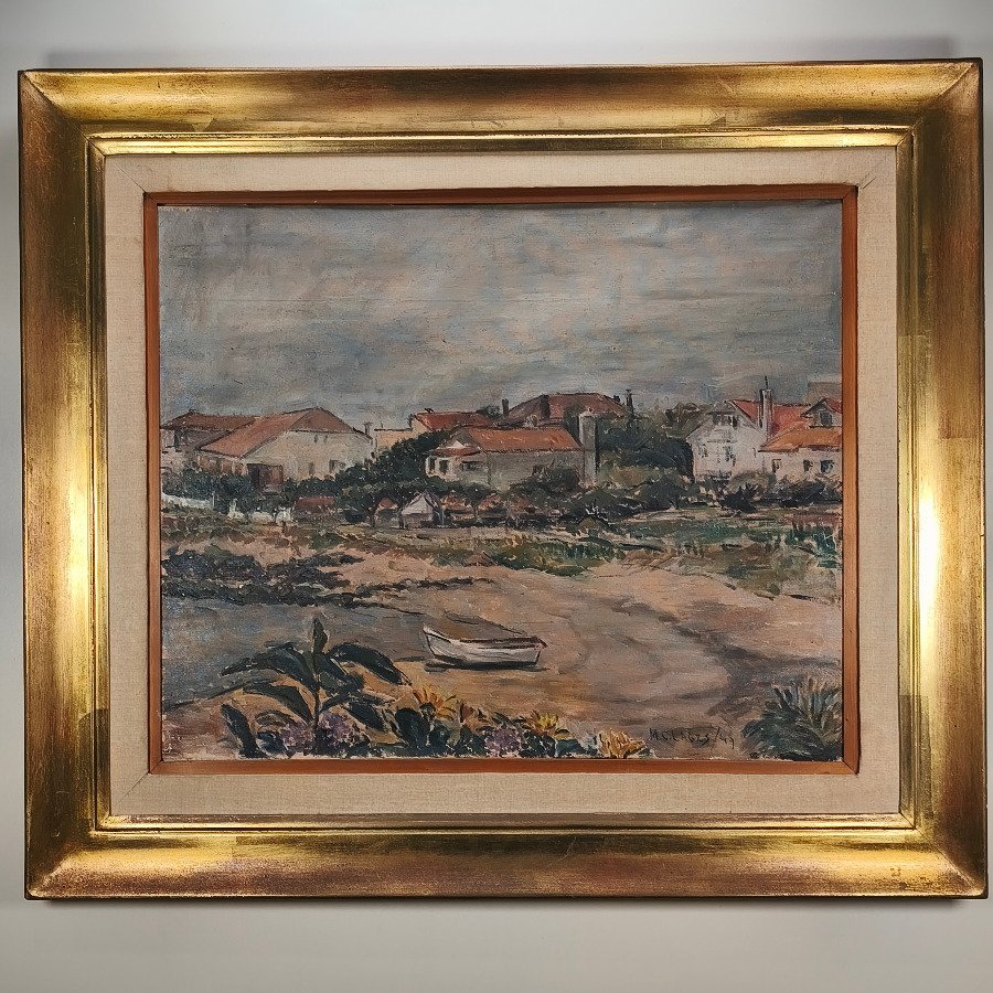 Óleo sobre lienzo firmado M.C.Lages/49 con marco dorado