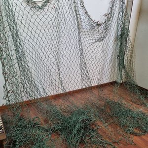 Antigua Red de Pesca Boliche Verde Grande Decoración Artesanal 4x8 m - imagen 2