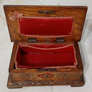 Antiguo Alhajero Caja Madera Tallada Holandesa Zueco Siglo XX - imagen 2