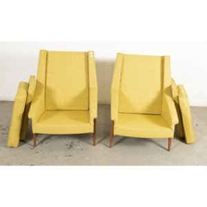 Par de Sillones Diseño Americano Estilo Mid-Century, Tapizado Amarillo - imagen 3