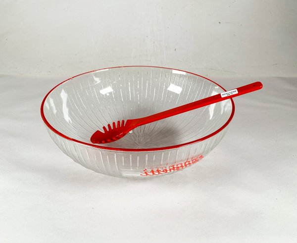 Ensaladera de Vidrio con Cuchara Roja - imagen 1