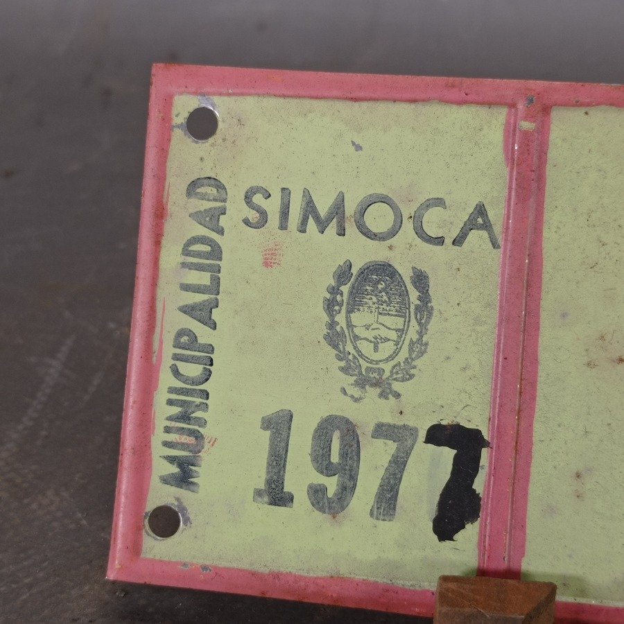 Antigua placa patente Sulky de 1977, Municipalidad de Simoca (Argentina) - imagen 3