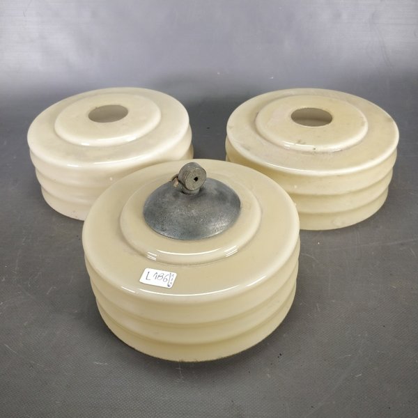 Lote de 3 pantallas de opalina antiguas para lámpara - imagen 1