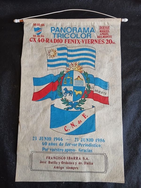 Banderín "Panorama Tricolor" 40 Años Periodismo Miguel Ángel Belmonte 1946-1986