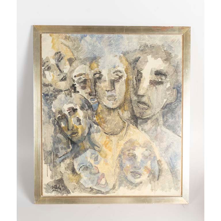 Óleo "Personajes" de S. Merla - Pintura en óleo sobre lienzo