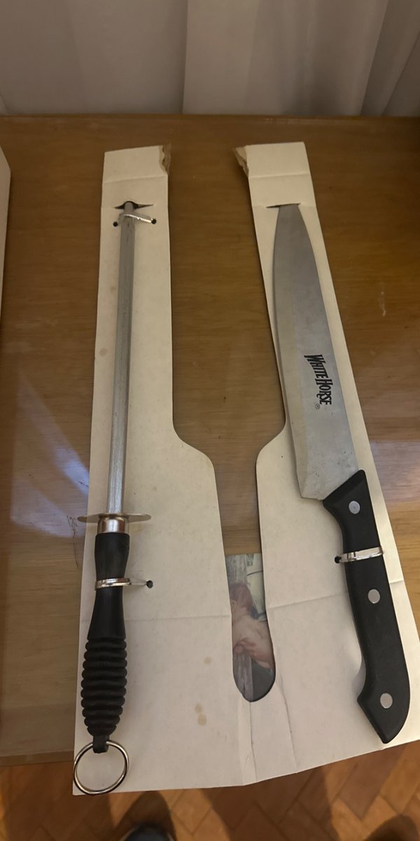Chaira y Cuchilla de Cocina con Mango Negro