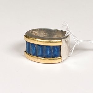 Anillo de Plata y Oro con Cristales Azules Talla 18 mm - imagen 2
