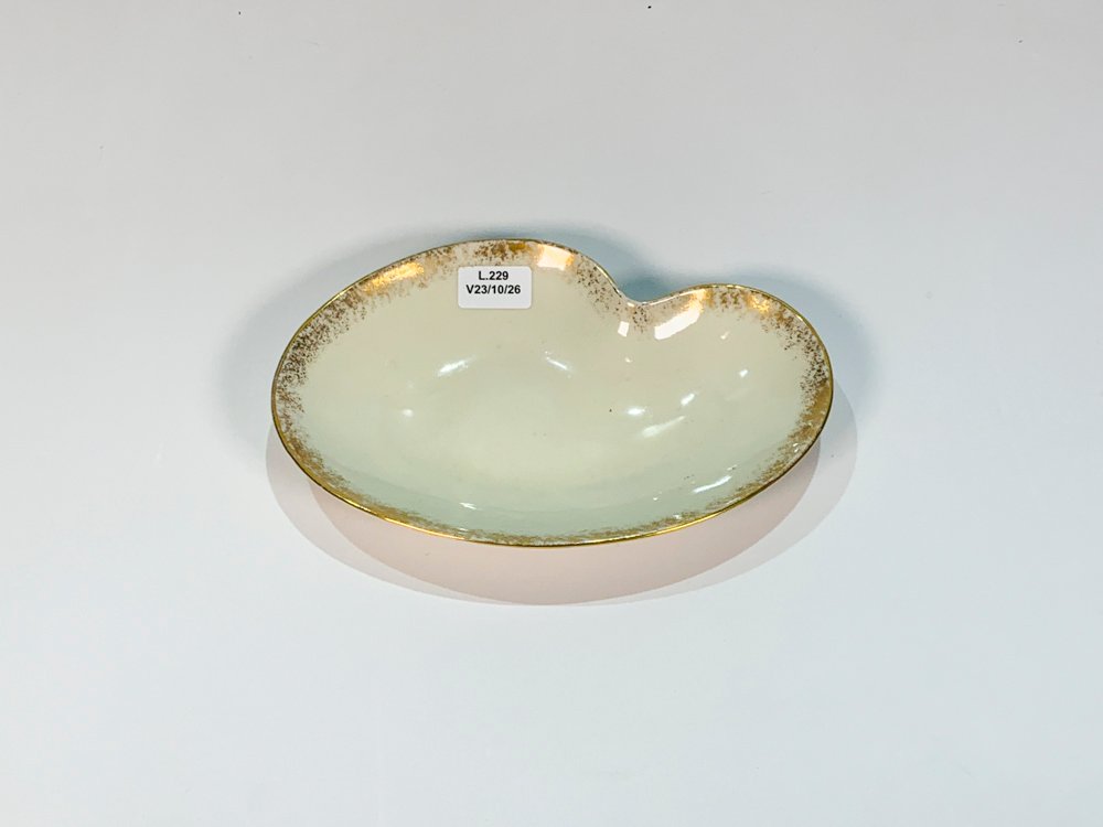 Despojador de Porcelana Bavaria Blanco con Guarda Dorada