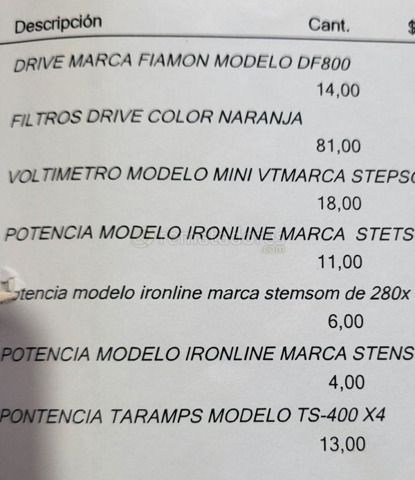 Lote de Componentes Electrónicos: Drive Fiamon, Voltímetro VTMARCA, Potencias Ironline y Taramps