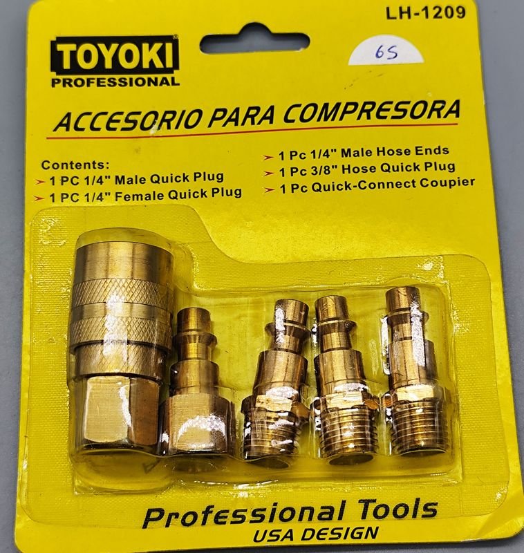 Set de 5 Acoples para Compresor Toyoki Profesional en Bronce