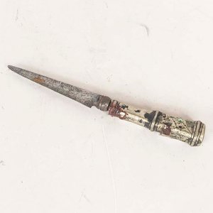 Cuchillo Criollo de Platería Antigua con Detalles y Hoja Gastada - imagen 1