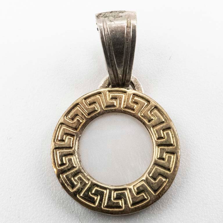 Dije Doble de Plata y Oro con Diseño Griego