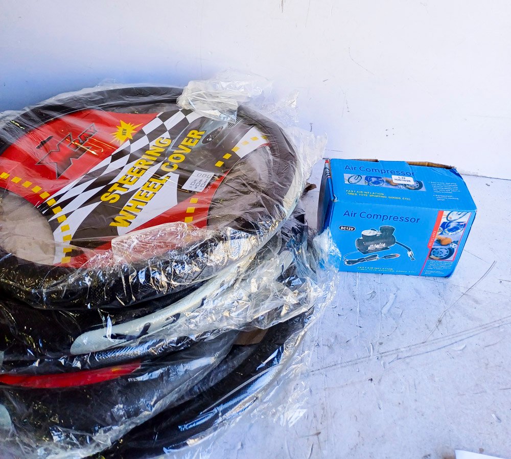 Lote de 10 Cubrevolantes X-Ray y Minicompresor 12V