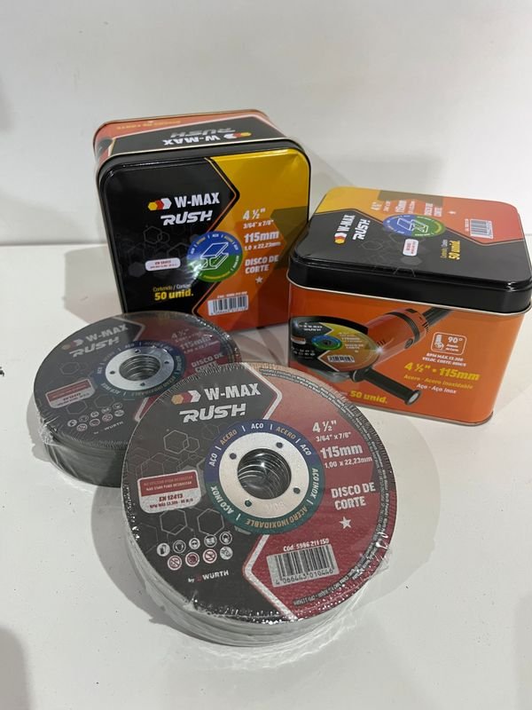Caja de 50 Discos de Corte W-Max Rush 4 1/2" para Metal y Acero Inoxidable