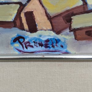 Carlos Prunell: Óleo sobre Fibra con Marco Plateado - imagen 4