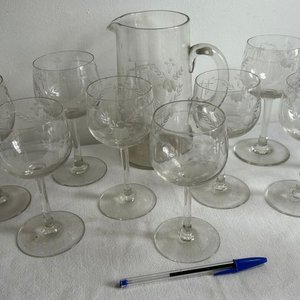 Juego de Jarra y 10 Copas de Cristal Tallado - imagen 2