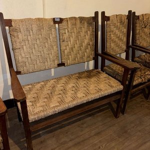 Juego de Muebles de Madera y Totora: 2 Mecedoras, 2 Sillas y Sillón de 2 Cuerpos - imagen 4