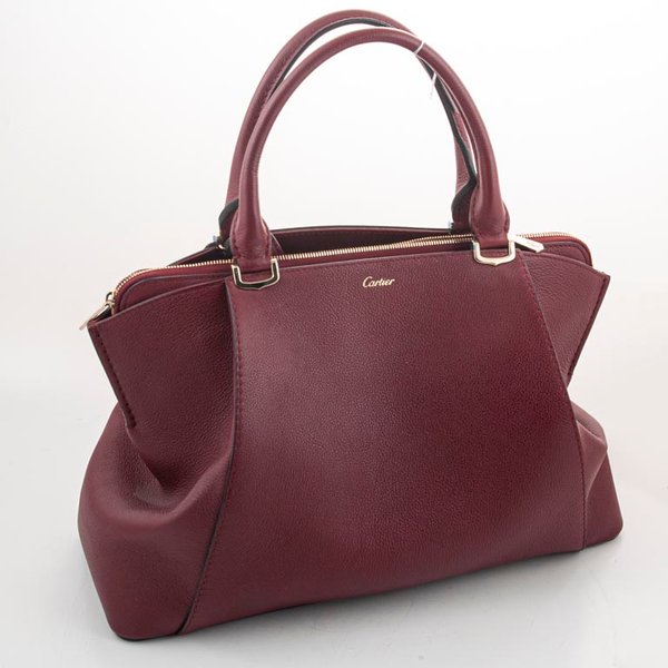 Cartera Cartier Cuero Italiano Borgoña Diseño 2WAY con Documentación