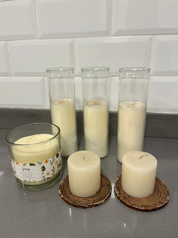 Set de 5 Velas Decorativas Cilíndricas Blancas