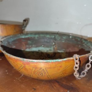 Pava Antigua de Cobre con Base y Dos Tachos - imagen 3