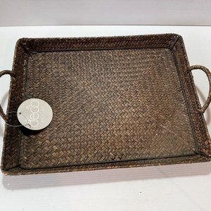 Set de 3 Fuentes de Melamina y Bandeja de Rattan - imagen 5