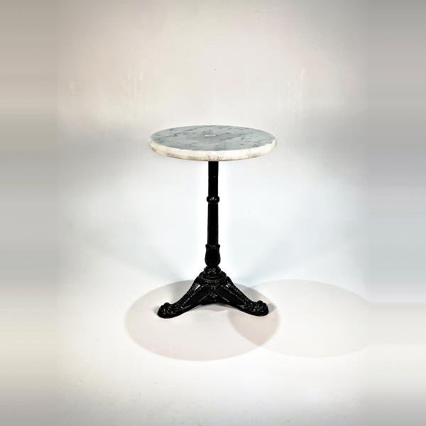 Mesa Redonda con Pie de Hierro Fundido y Tapa de Mármol