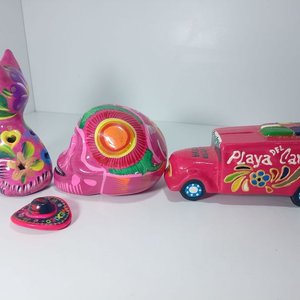 Lote de 4 piezas artesanales de barro estilo mexicano - imagen 2