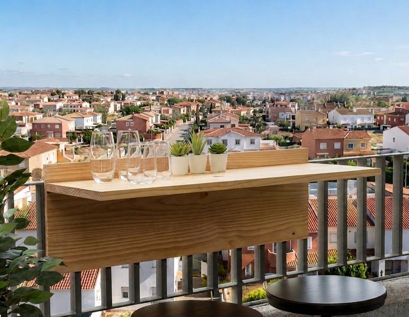 Mesa Plegable de Balcón en Madera Clara