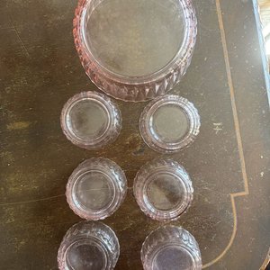Juego Vintage de Ensaladera y Cuencos de Vidrio Rosa - imagen 6