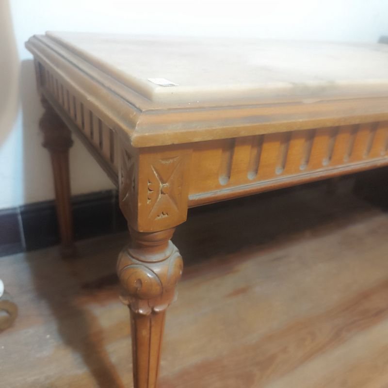 Mesa ratona de tapa de mármol estilo Luis XVI - imagen 2