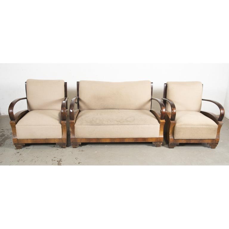 Juego de Living Art Decó: Sofá y Dos Sillones Desmontables
