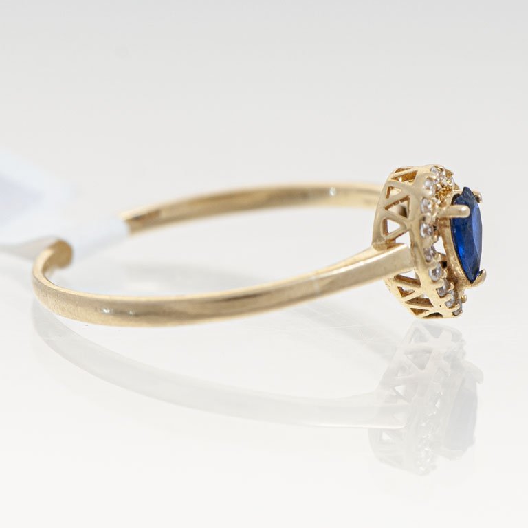Anillo de Oro con Piedra Azul y Circonia - imagen 2