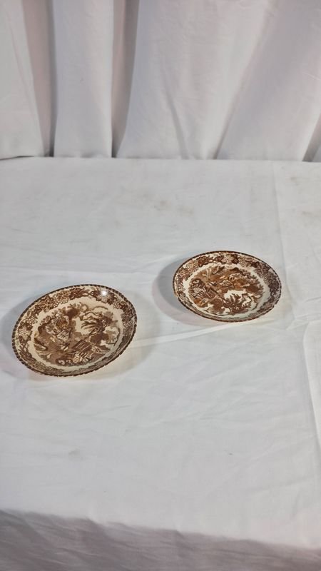 Par de Platillos Ovalados en Porcelana Japonesa con Diseño Oriental
