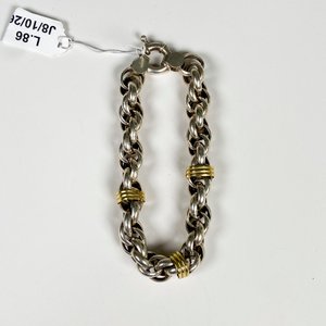 Pulsera Gruesa de Plata y Oro, 18 cm - imagen 2