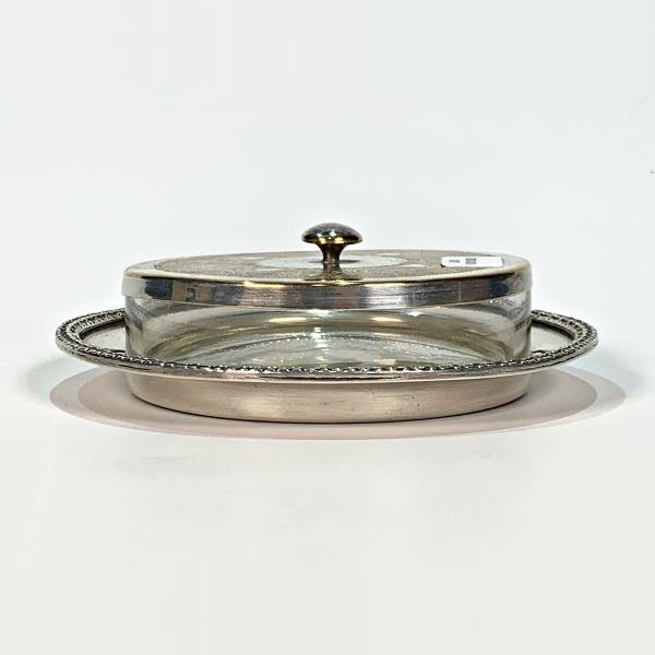 Dulcera Circular de Vidrio y Metal con Tapa y Base