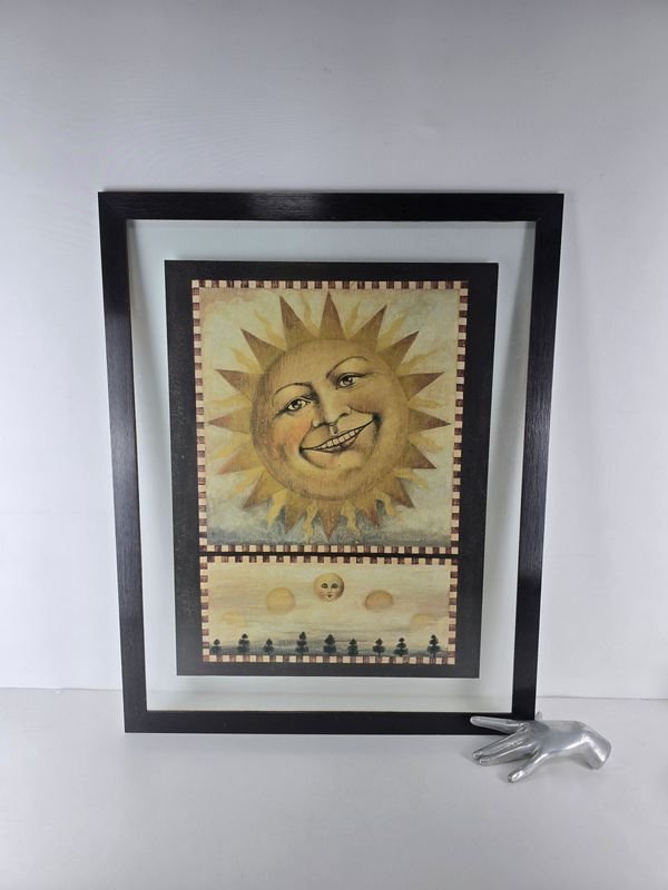 Lámina Artística Enmarcada "Sol Sonriente" Firmada con Vidrio Antirreflejo