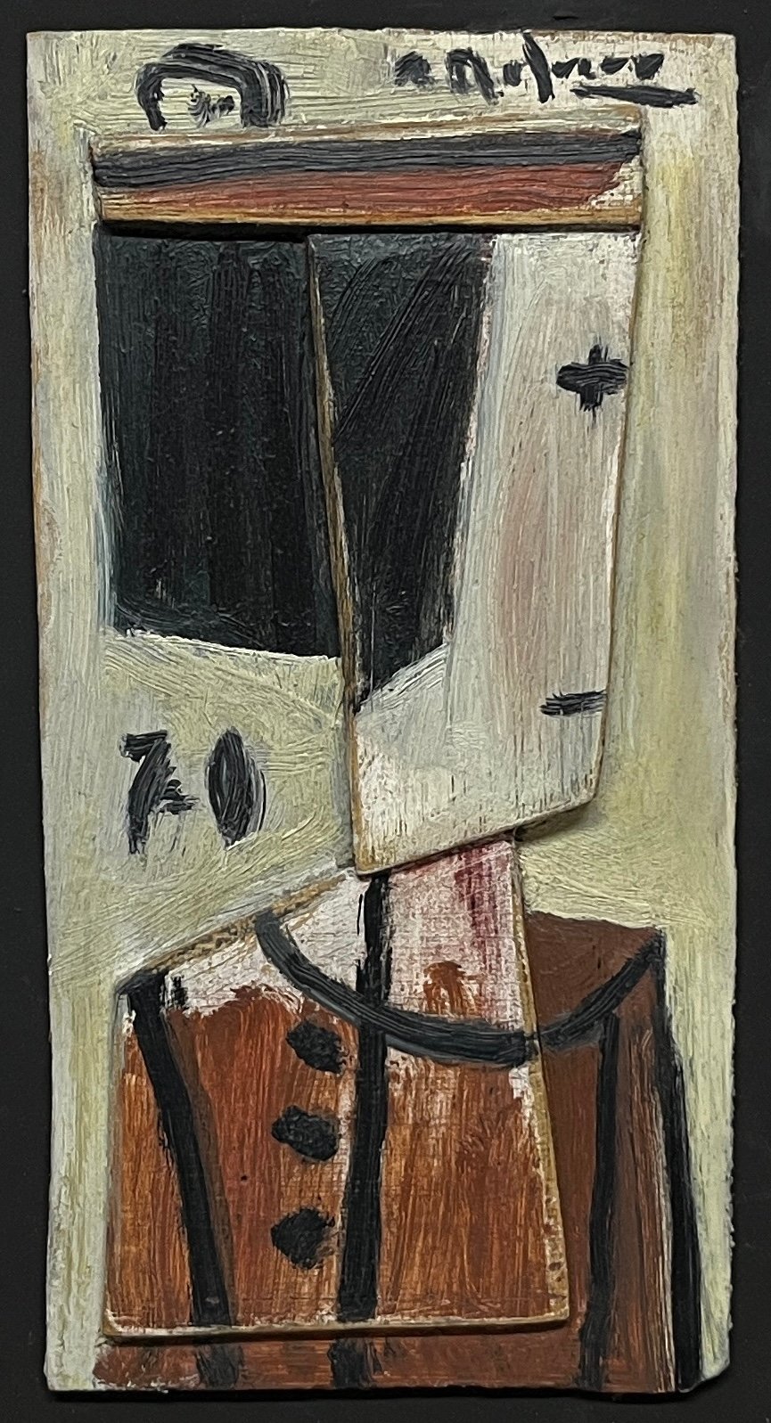 Obra "Mujer de Perfil" de Alceu Ribeiro - Madera y Óleo Superpuesto