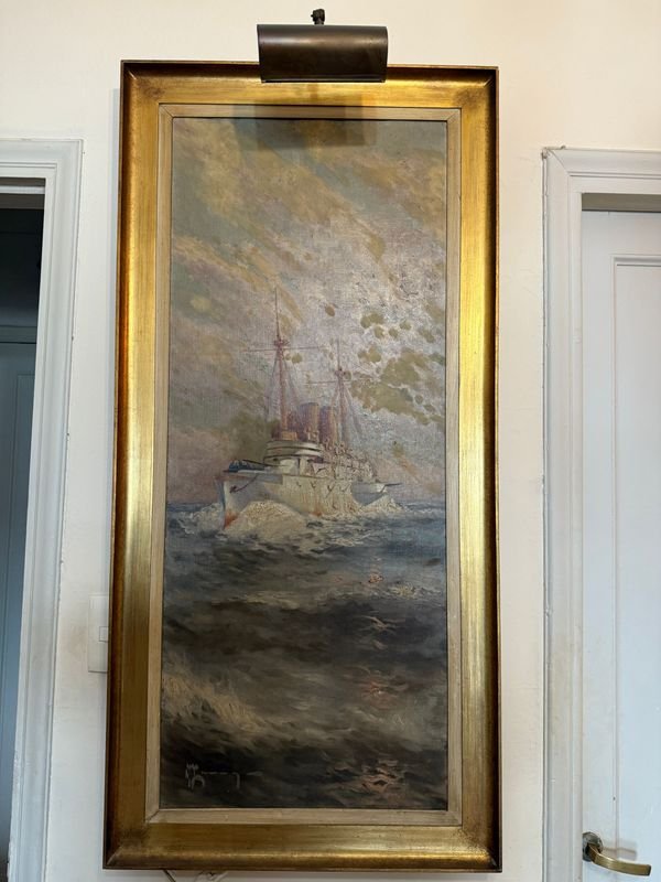 Pintura de barco en marco