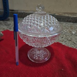 Lote de 5 Carameleras y Recipientes de Vidrio Tallado - imagen 4