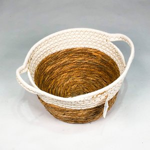 Cesto Bicolor con Asa Blanco y Beige - imagen 3