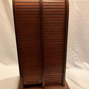Mueble Organizador Vintage de Madera para CDs y DVDs con Puerta Persiana - imagen 7