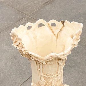 Jarrón Antiguo de Faience con Figura Femenina y Flores, 91 cm - imagen 6