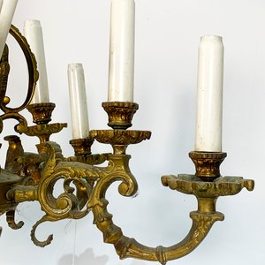 Araña Francesa de Bronce con 10 Luces Mignon y Decoración de Ramas - imagen 3