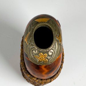 Mate galleta virola de plata y oro ,con soporte - imagen 3