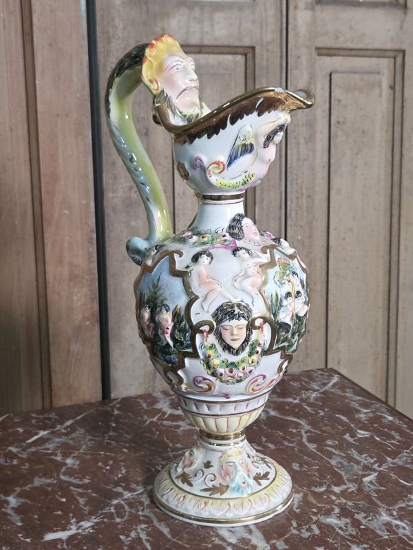 Jarra Ornamental Capodimonte Italiana de Porcelana, 34cm - imagen 1