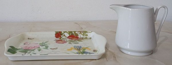 Decoración de loza blanca con diseño floral para desayuno - imagen 3