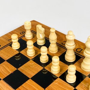 Juego de ajedrez y backgammon completo, tablero madera 34 x 34 cm - imagen 5