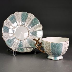 Par de Tazas de Té con Platillos en Porcelana Alemana Vintage - imagen 7